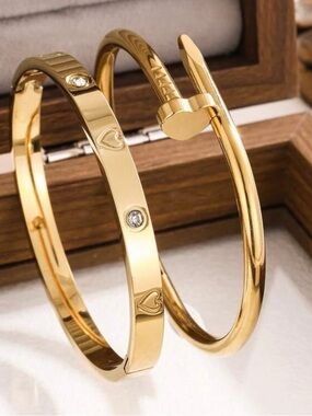 Target Gold Heart Accent Bangle Bracelet Set